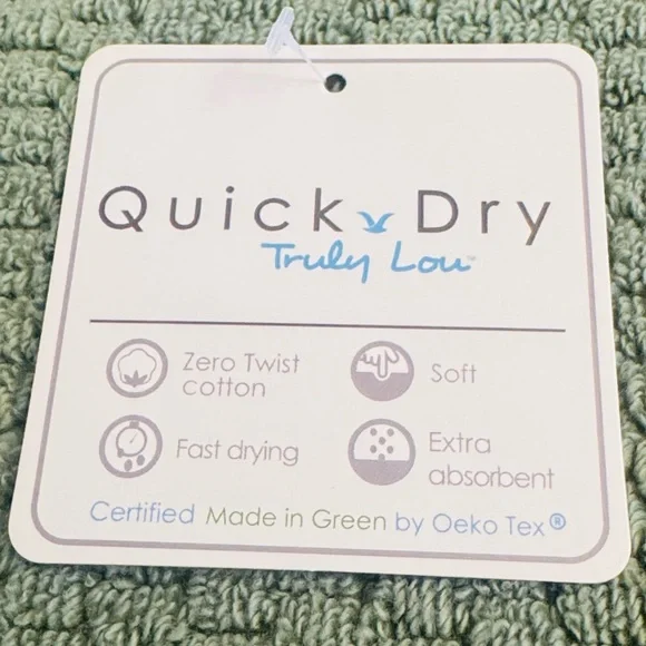 4pc TRULY LOU Quick Dry Zero Twist Cotton Bath Towel Set - Oil Green - Picture 6 of 7